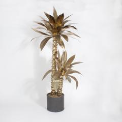 Pair of Large Brass Palm Tree Sculptures