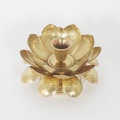 Exotic Brass Lotus Flower Candle Holder
