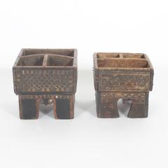 Pair of Wooden Indian Spice Boxes