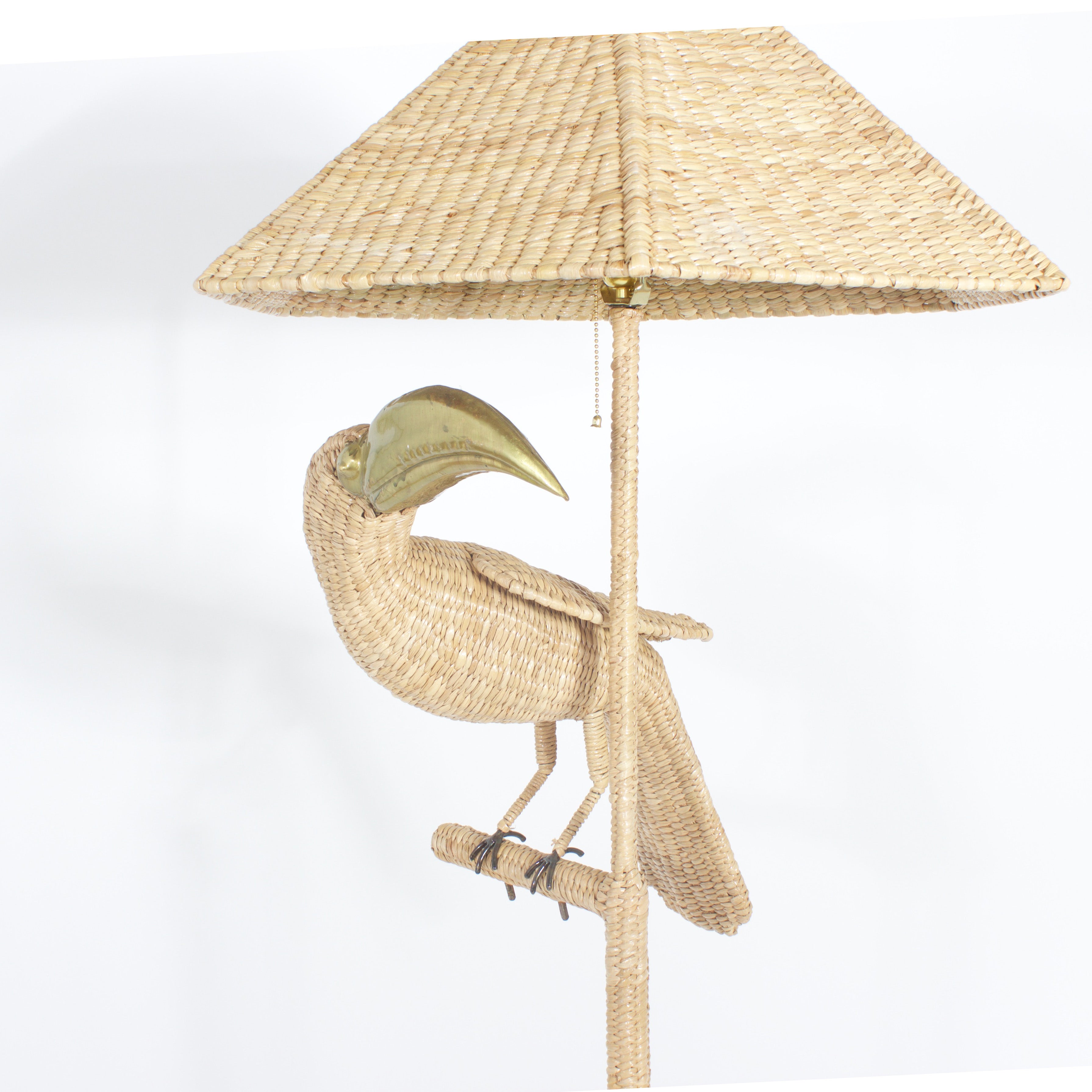 Torres Wicker Tucan Floor Lamp Mario Torres Parrot Floor Lamp at 1stDibs