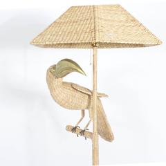 Whimsical Mario Lopez Torres Wicker Tucan Floor Lamp