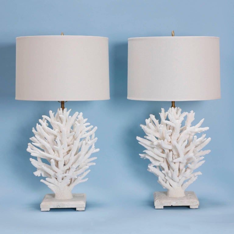 Pair of White Coral Table Lamps at 1stDibs