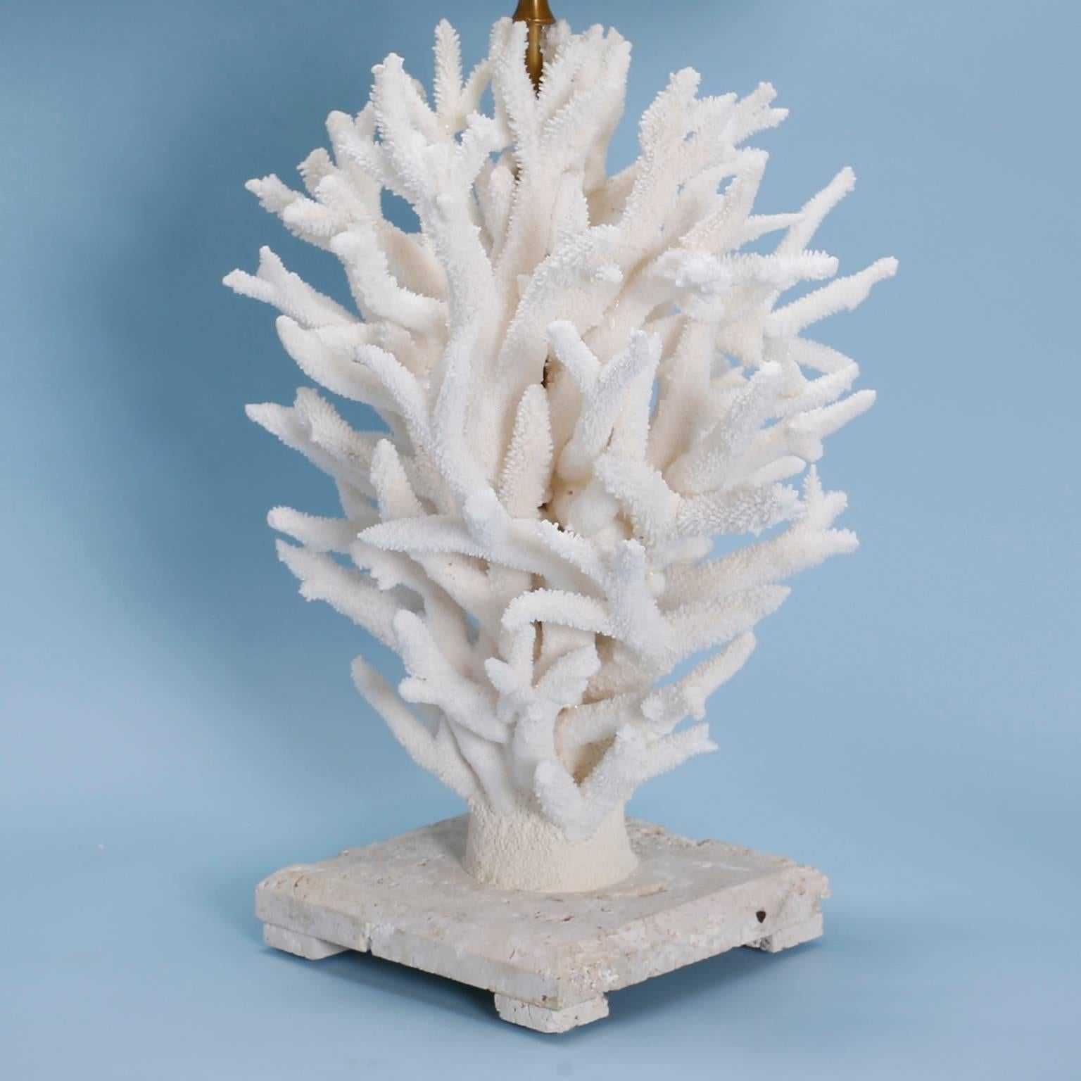 American Pair of White Coral Table Lamps