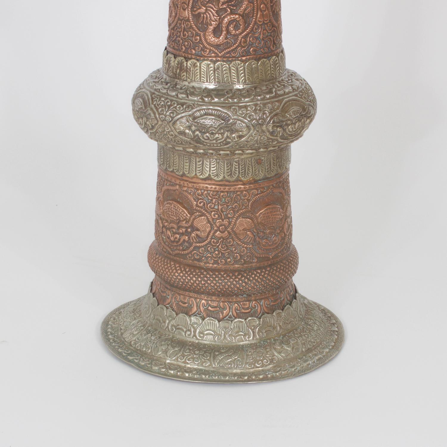 Indian Copper Floor Lamp For Sale at 1stdibs