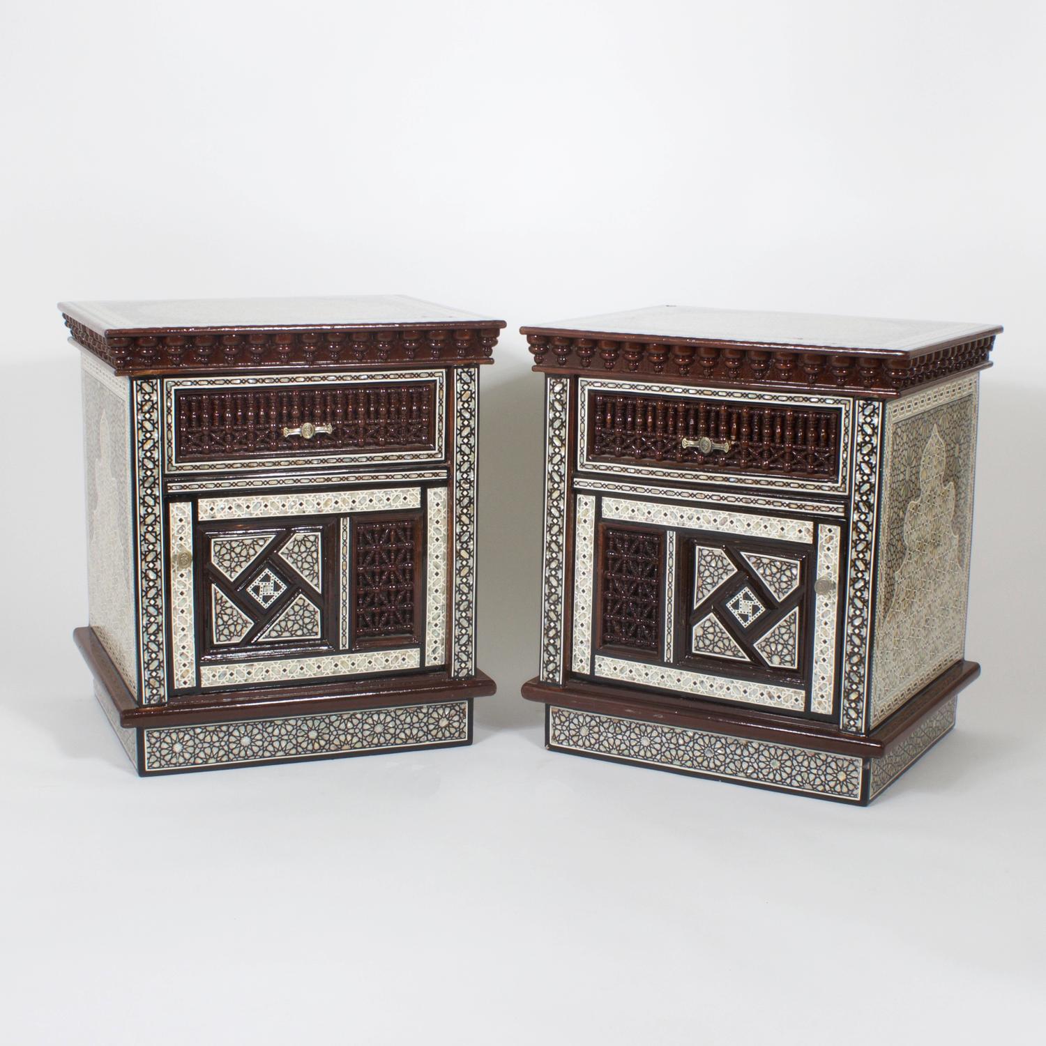 Pair of Large Scale Midcentury Moroccan Nightstands at 1stdibs