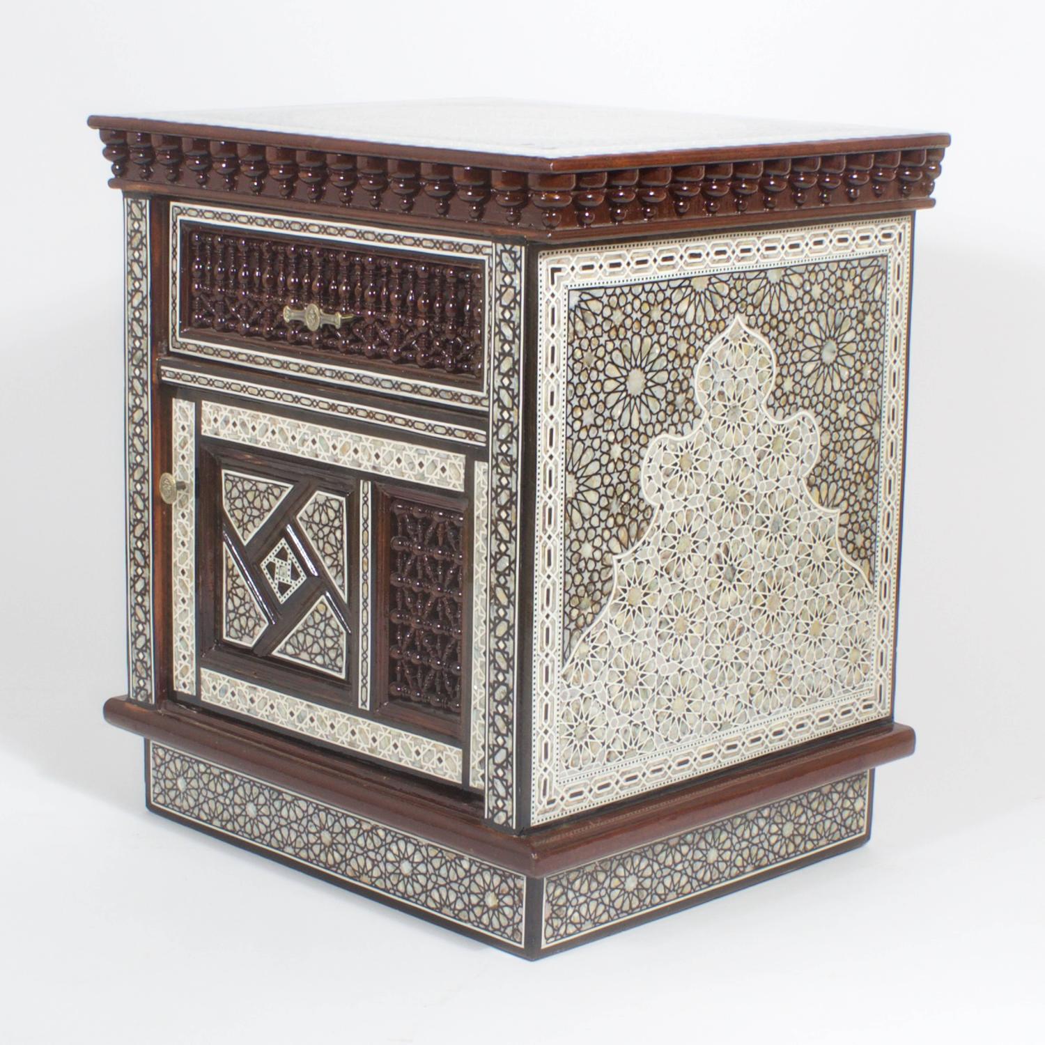 Pair of Large Scale Midcentury Moroccan Nightstands at 1stdibs