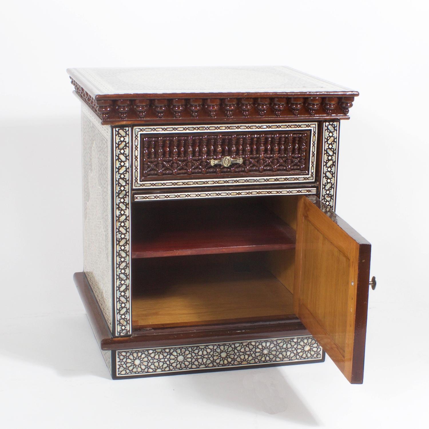 Pair of Large Scale Midcentury Moroccan Nightstands at 1stdibs