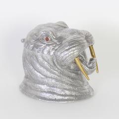 Arthur Court Cast Aluminum Ice Bucket Depicting a Walrus Head