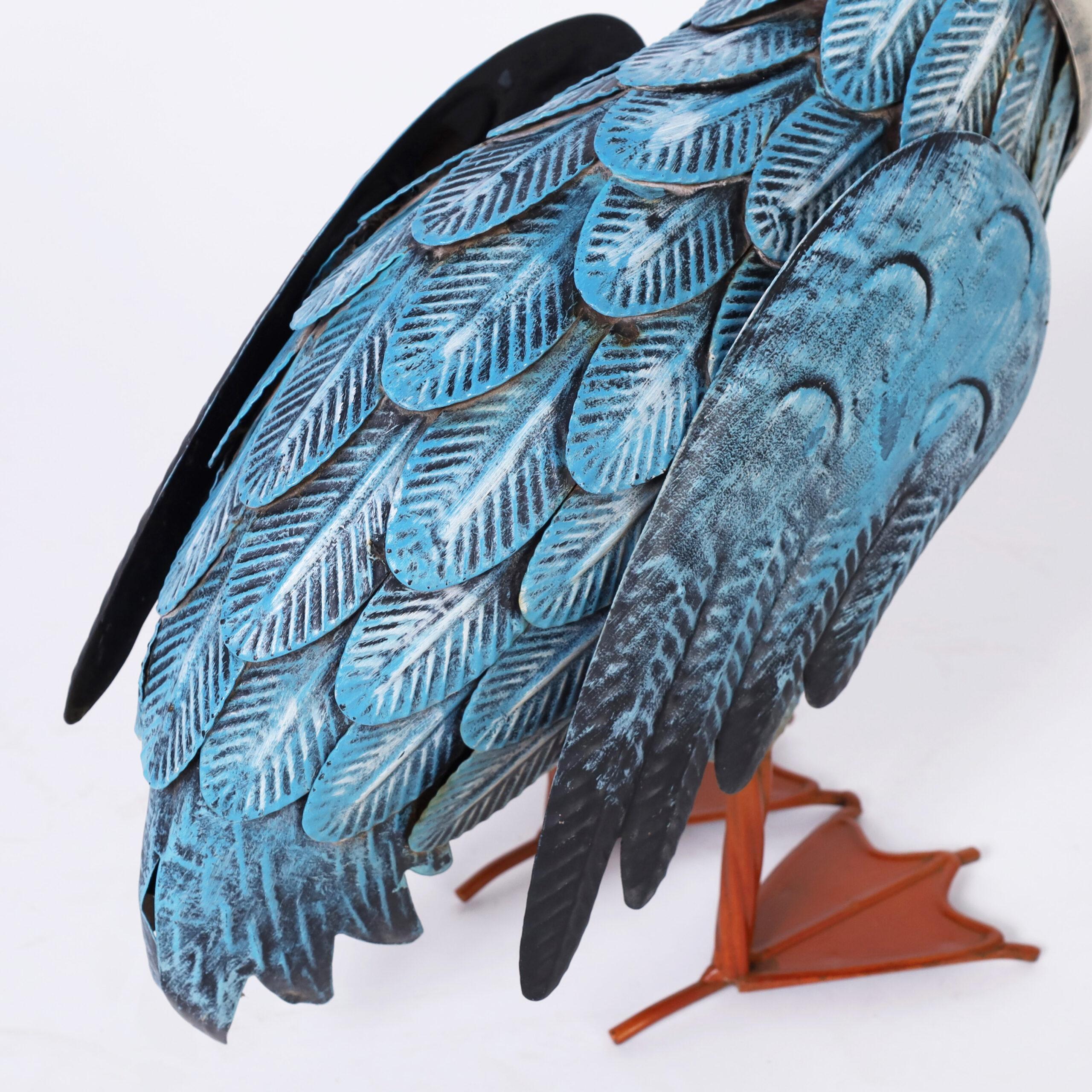 20th Century Pair of Folk Art Painted Metal Pelican Sculptures For Sale