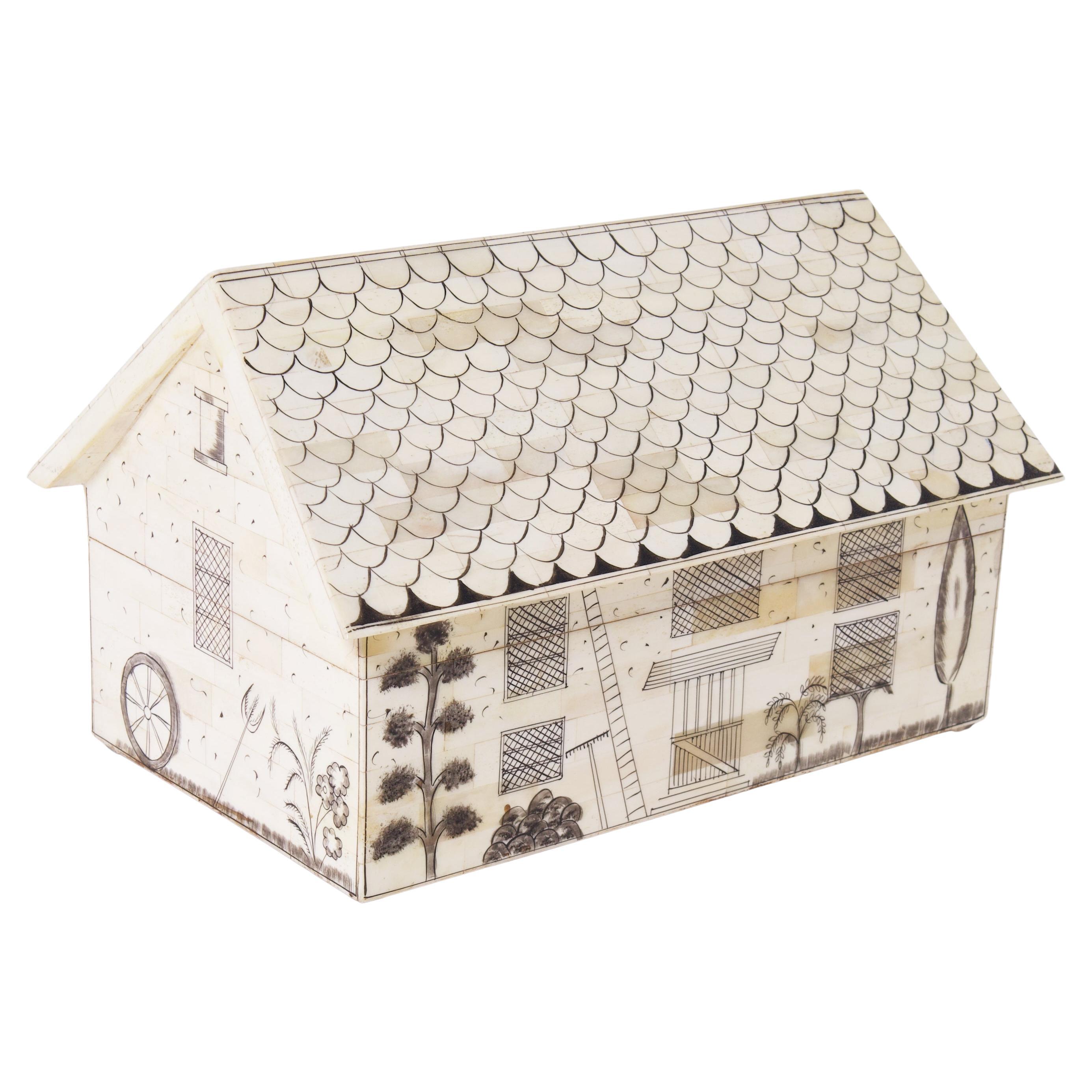 Caja de hueso angloindia vintage