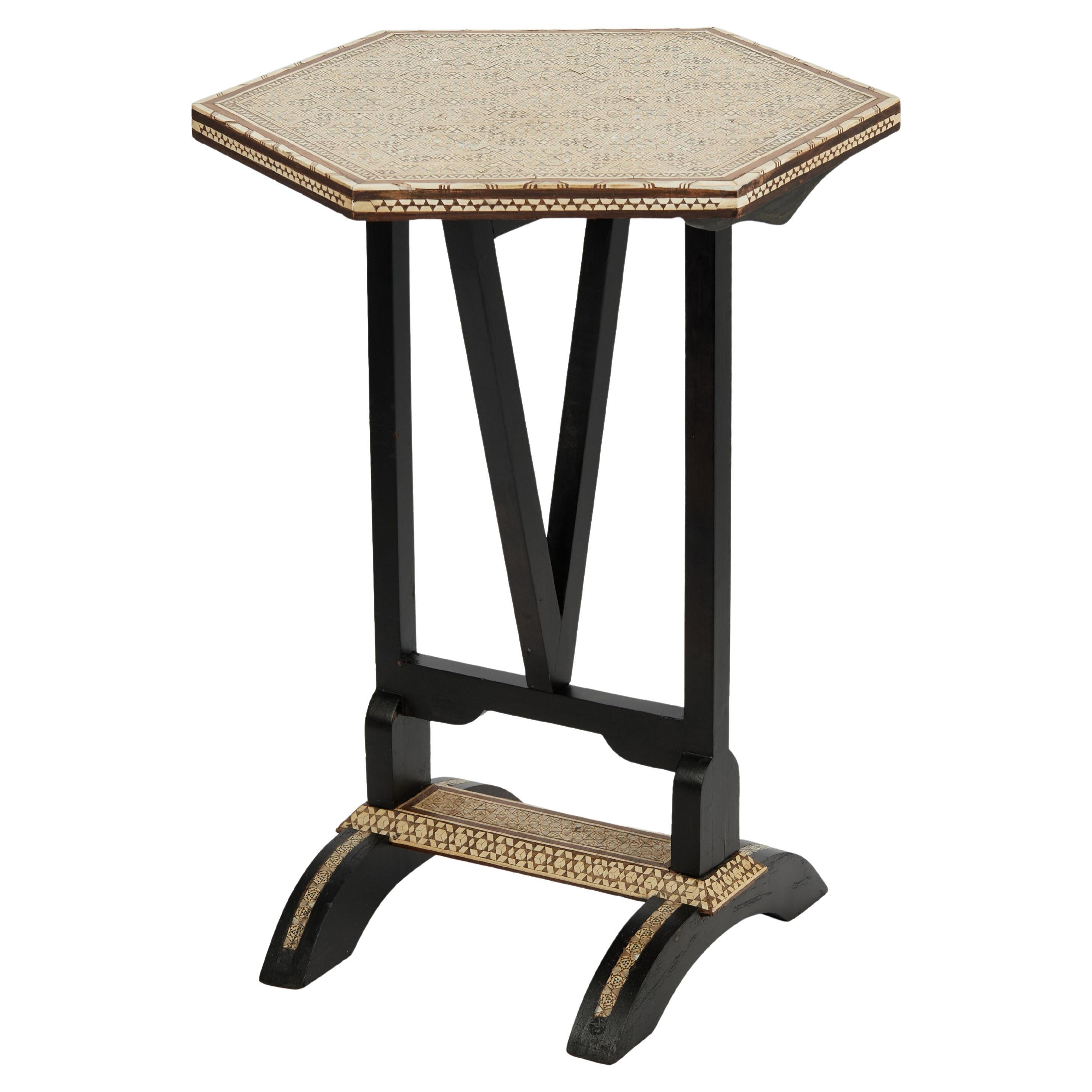 Vintage Moroccan Inlaid Tilt Top Stand or Table For Sale