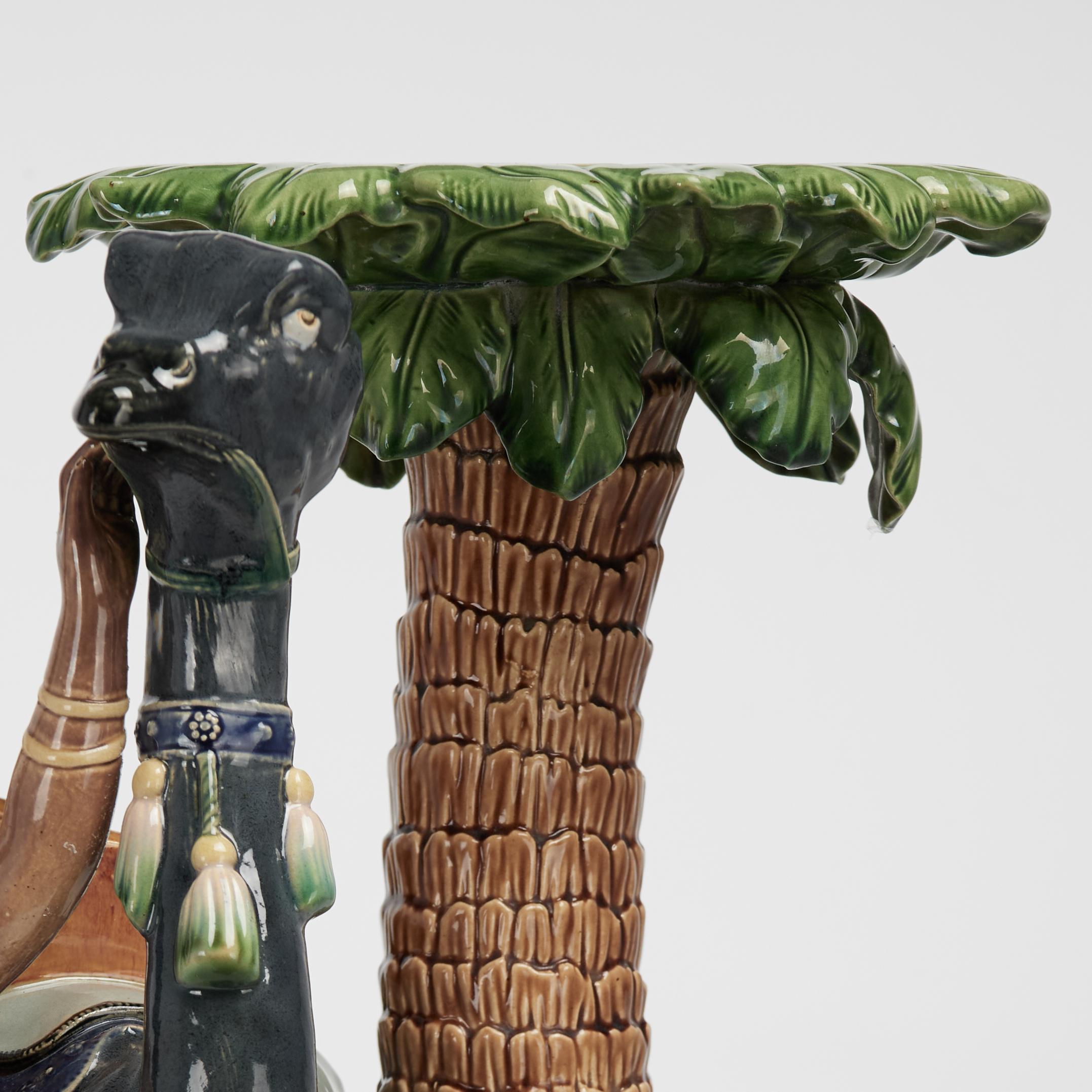 19th Century Antique Austrian Orientalist Majolica Figural Pedestal by Gerbing & Stephen For Sale