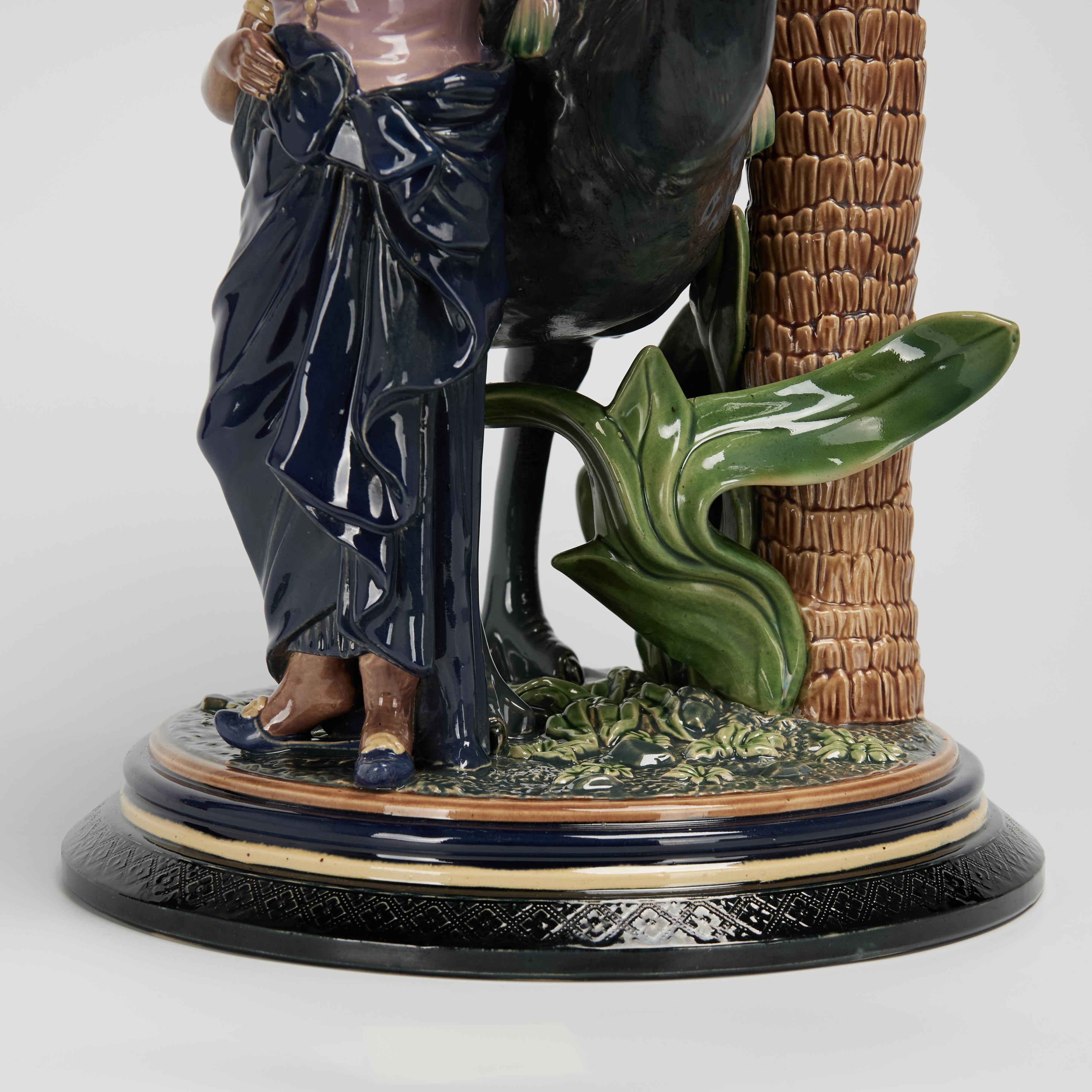 Antique Austrian Orientalist Majolica Figural Pedestal by Gerbing & Stephen For Sale 1