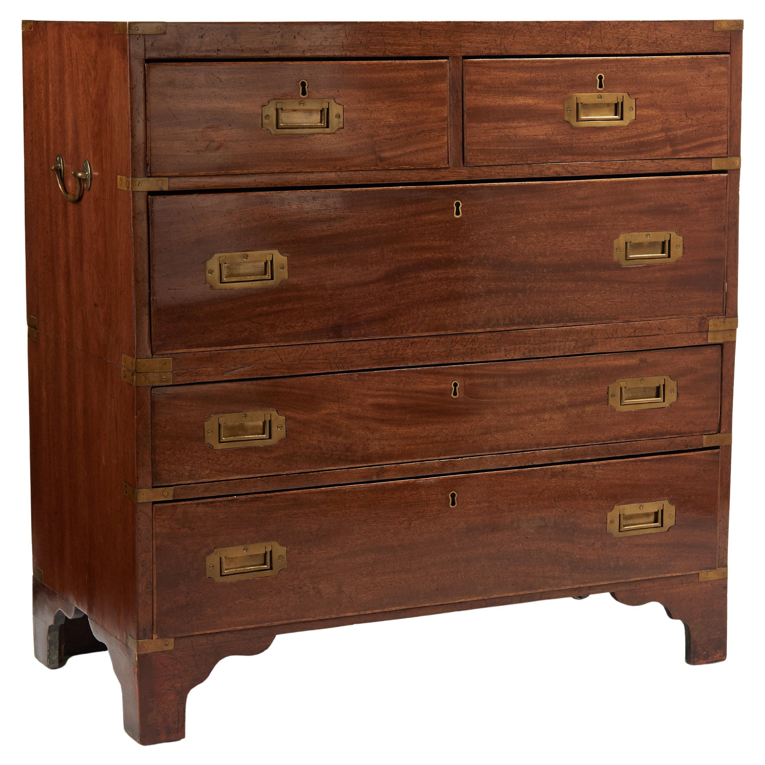 Antique English Campaign Chest of Drawers