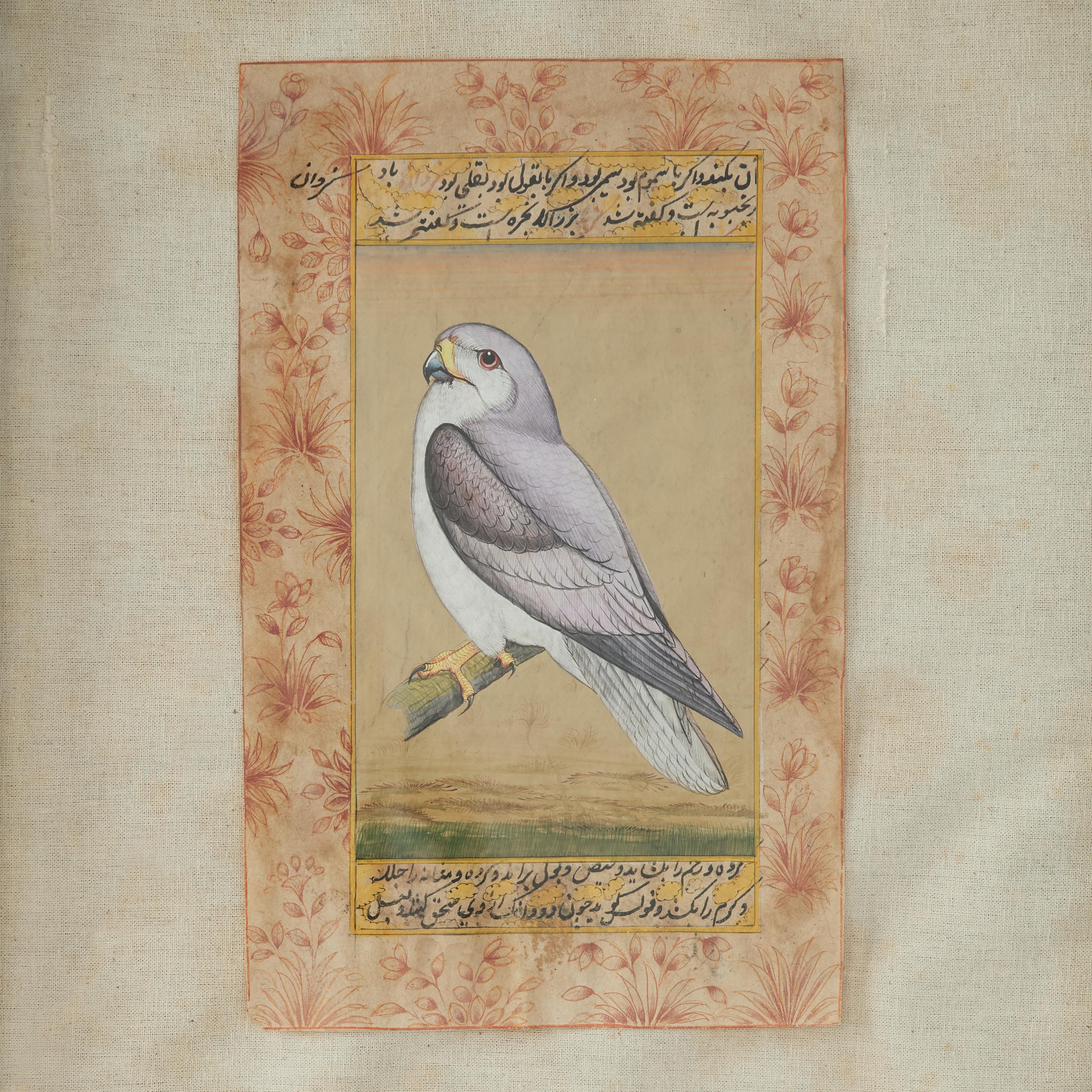 Indien Peinture ancienne indo-persane à la gouache représentant un oiseau en vente