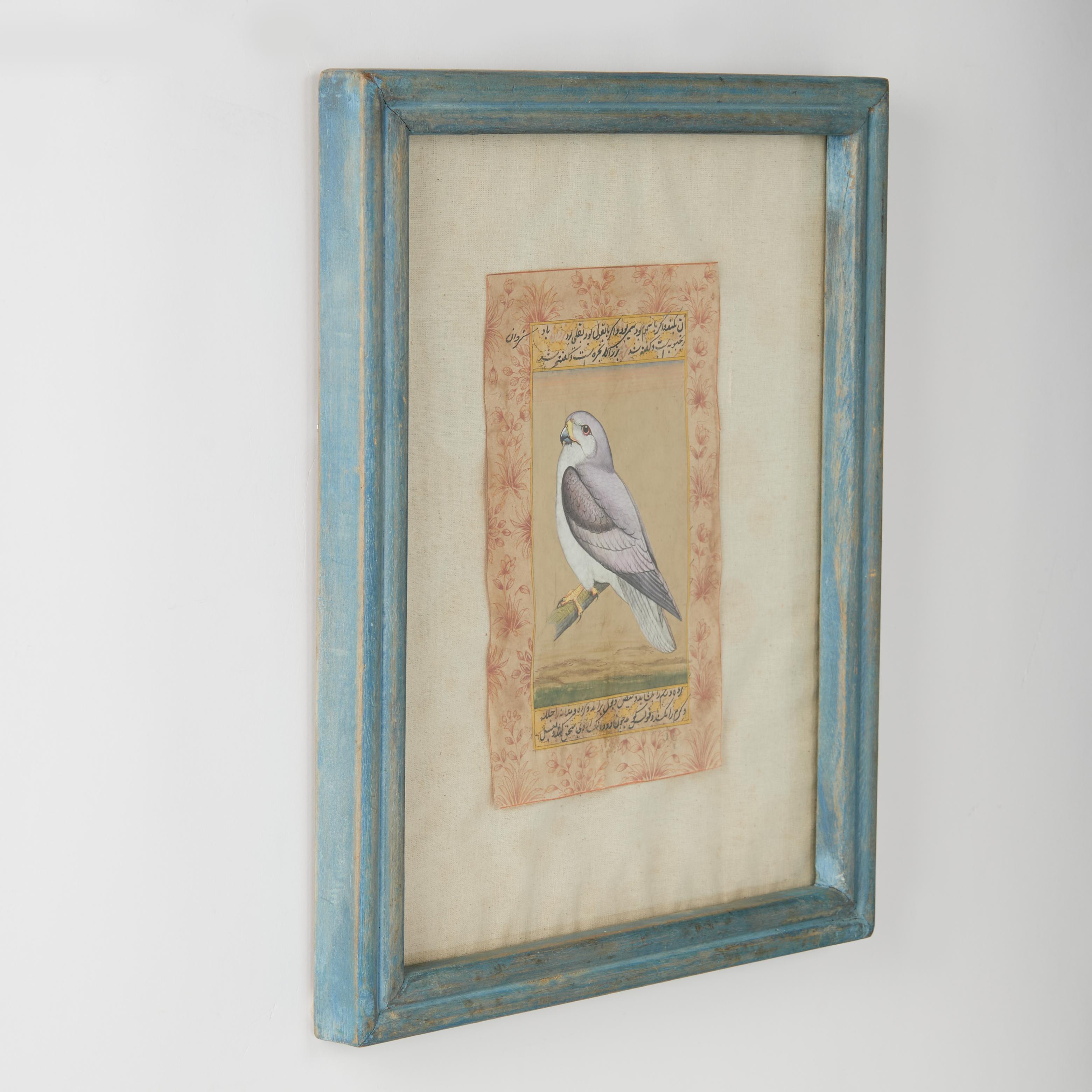 Peinture ancienne indo-persane à la gouache représentant un oiseau en vente 3