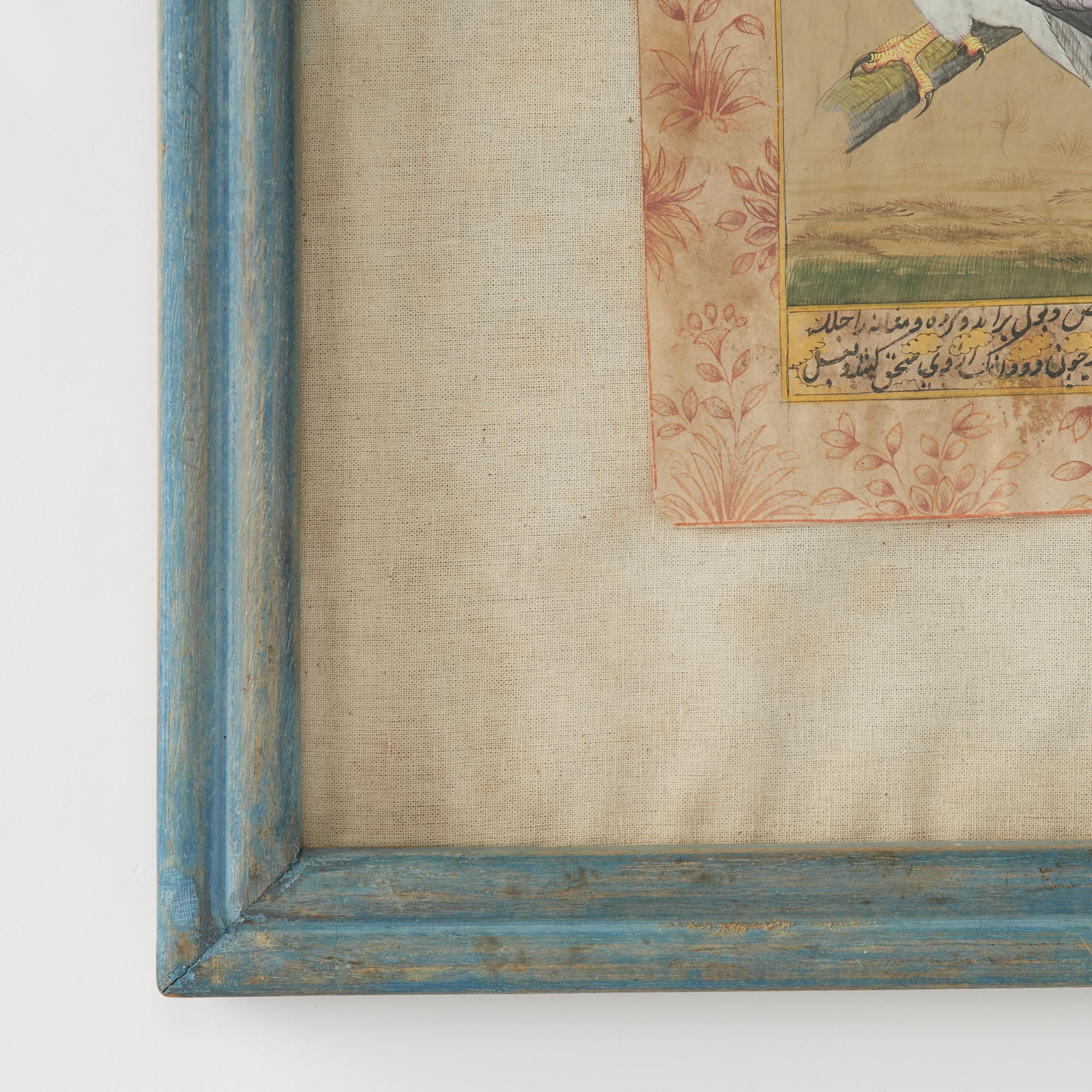 Peinture ancienne indo-persane à la gouache représentant un oiseau en vente 1