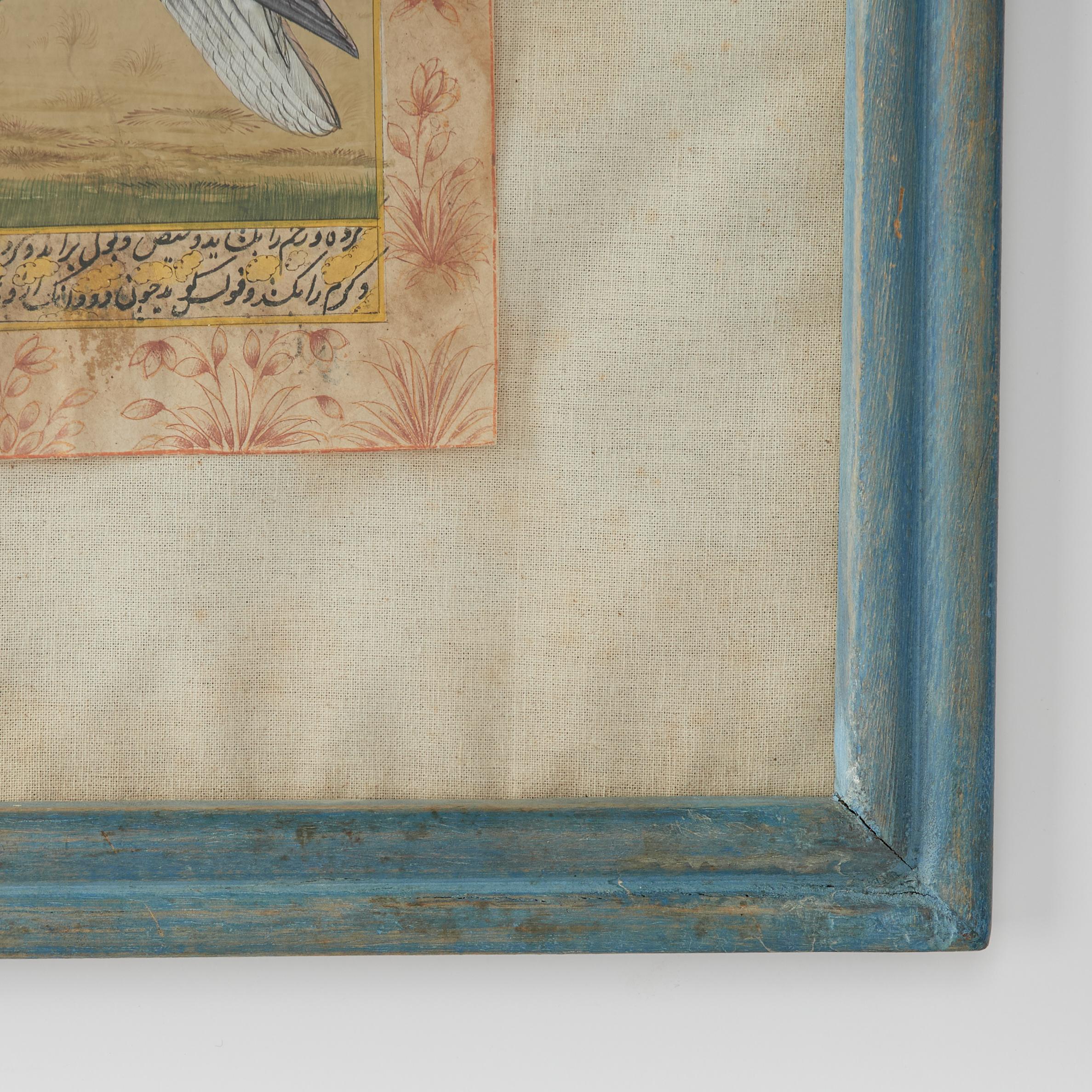 Peinture ancienne indo-persane à la gouache représentant un oiseau en vente 2