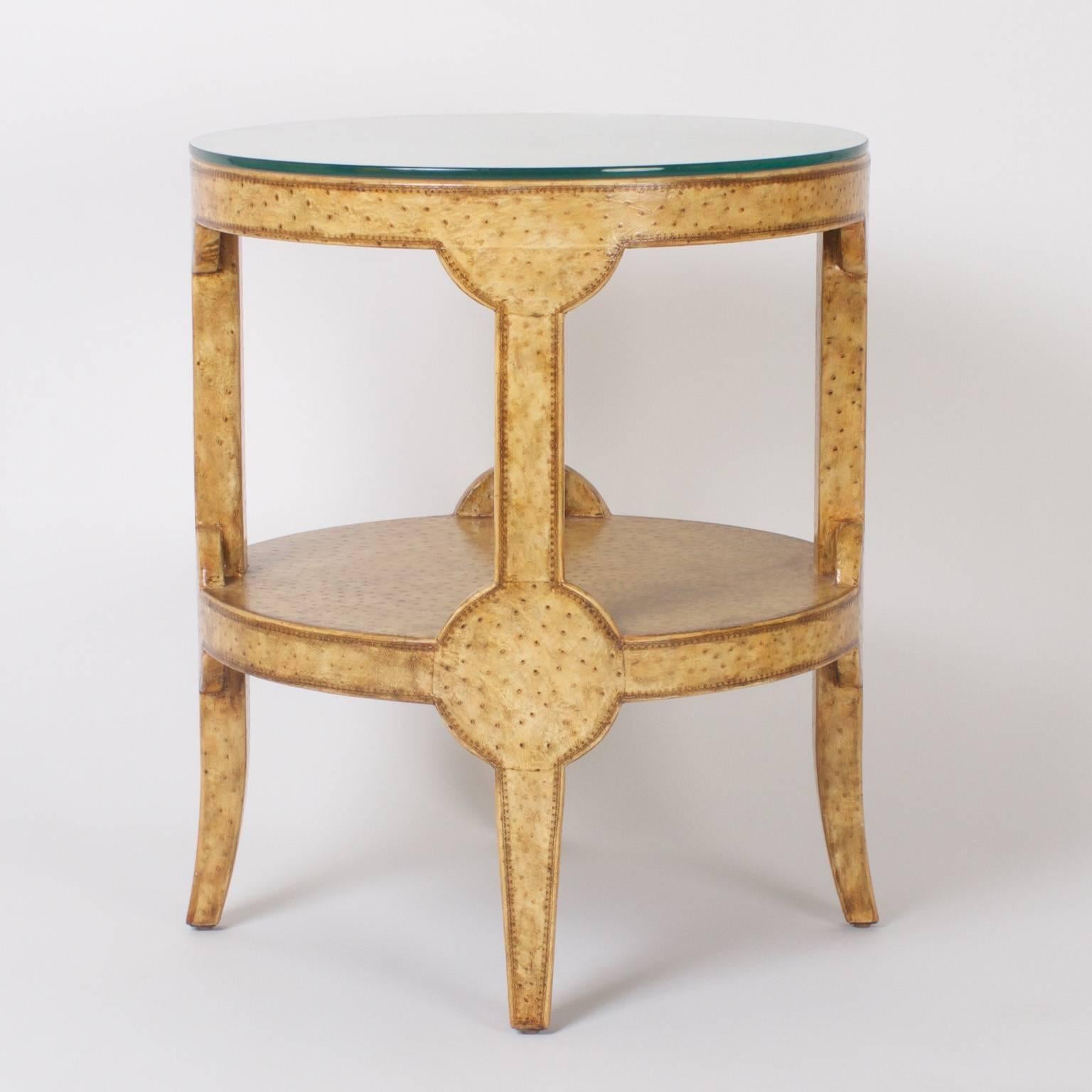 Pair of Faux Ostrich End Tables In Excellent Condition In Palm Beach, FL