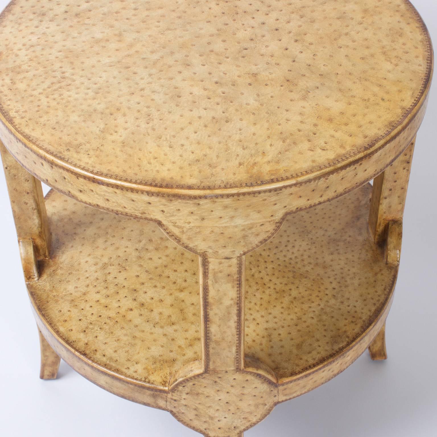 Pair of Faux Ostrich End Tables 1