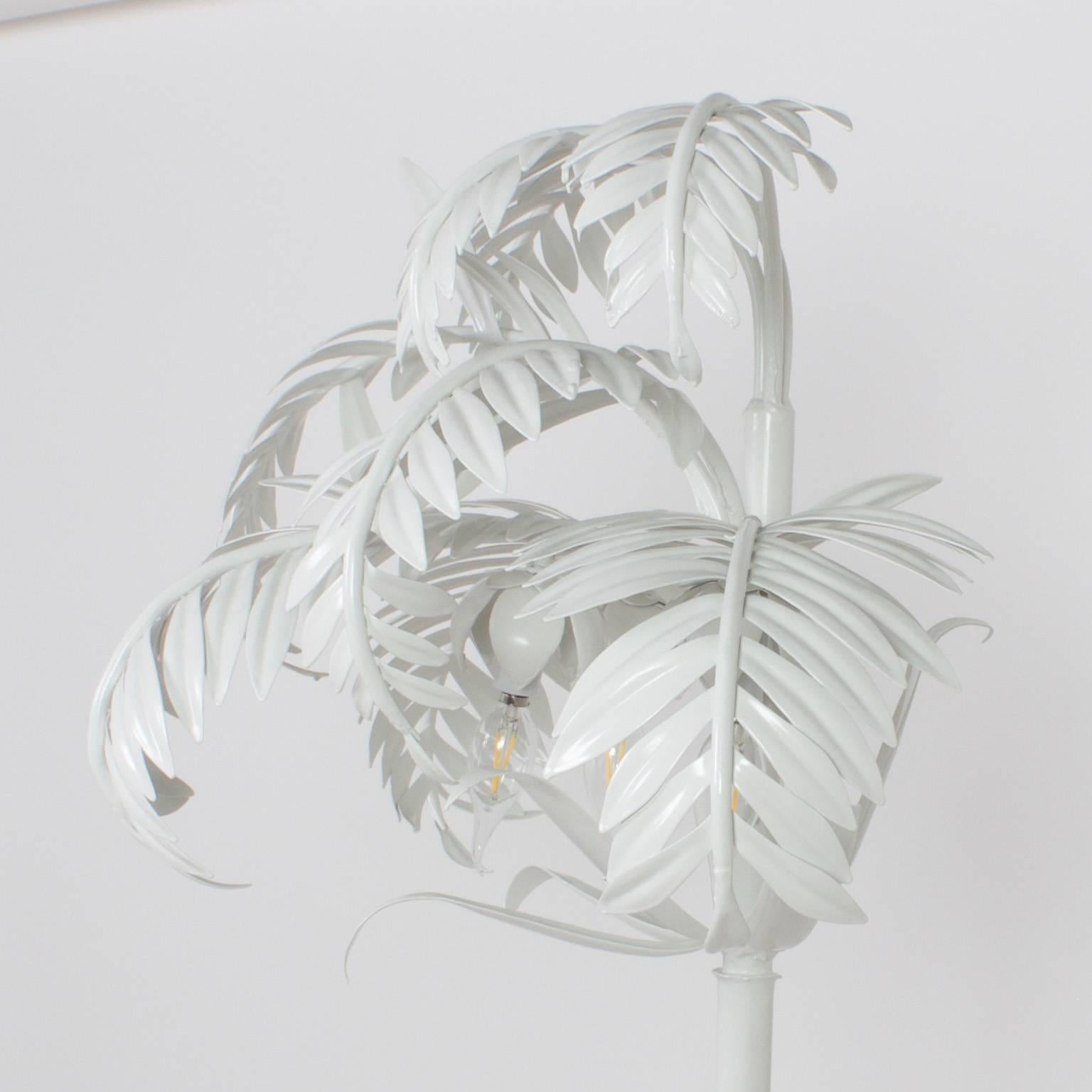 Italian Vintage White Lacquer Palm Tree Floor Lamp
