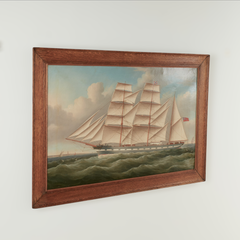 Antique English Painting of a Sailing Ship by William Ball Spencer