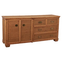 Commode vintage en imitation bambou et osier de la marque American of Martinsville