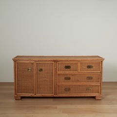 Commode vintage en imitation bambou et osier de la marque American of Martinsville