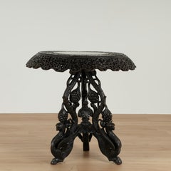 Antique Anglo Indian Carved Rosewood Table