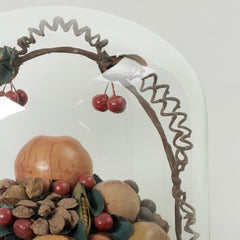 Antique Wax Fruit Collage Under Glass
