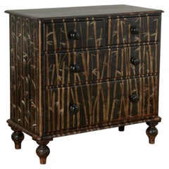 Antique English Chest of Drawers with Painted Bamboo Designs