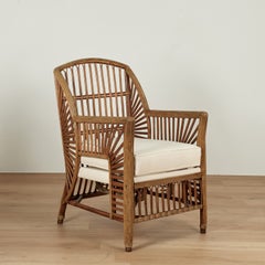 Sofá y dos sillones de ratán de estilo Art Déco