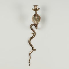 Vintage Pair of Anglo Indian Brass Snake Wall Sconces