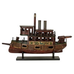 Antique Folk Art Boat Model