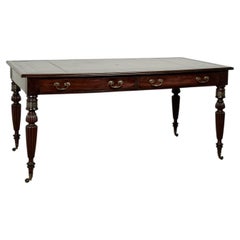 Antique English William IV Leather Top Library Table or Desk