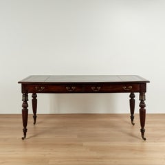 Antique English William IV Leather Top Library Table or Desk