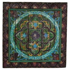 Antique Indian Carved and Painted Mandala Wall Hanging