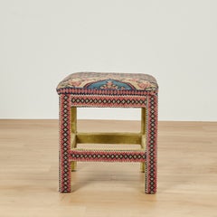 Pair of Stools Upholstered in Antique Persian Kilim