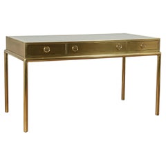Mid Century Mastercraft Leather Top Brass Desk