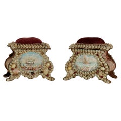 Pair of Antique British Colonial Sailor Valentine Boxes