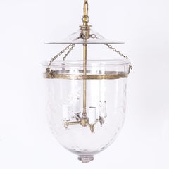 Antique smoke bell light fixture or lantern crafted in hand blown glass in class