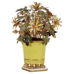 Composito floreale vintage italiano in ottone smaltato