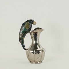 Vintage Los Castillo Silver Plate Pitcher with Parrot