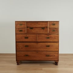 Antique Camphor Wood Campaign Chest with Pullout Desk