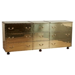 Vintage Sarreid Style Brass Triple Dresser