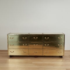 Vintage Sarreid Style Brass Triple Dresser