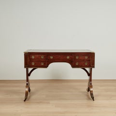 Antique English Leather Top Desk