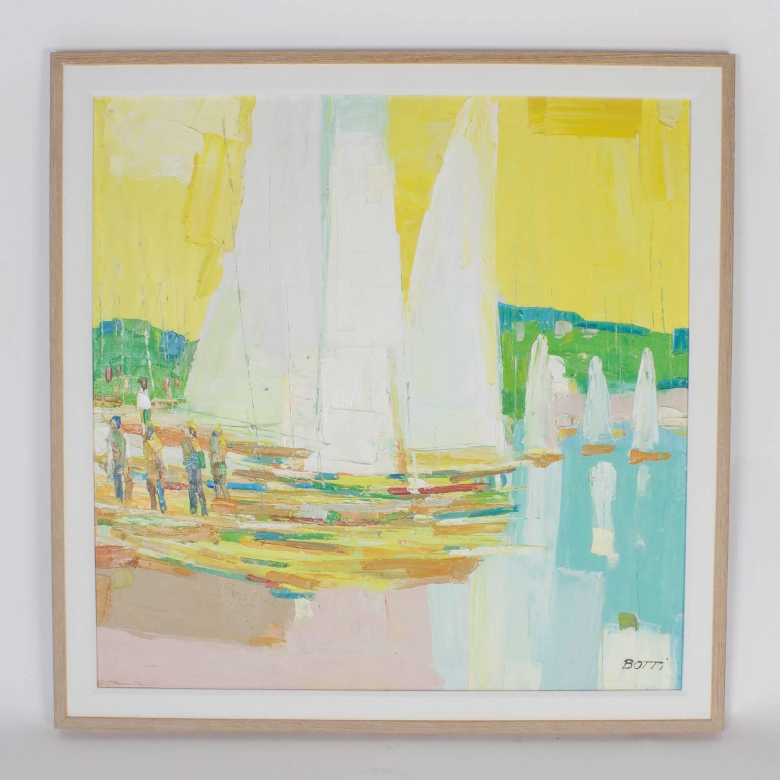 Mid-Century Impressionist Seascape Painting on Canvas at 1stDibs