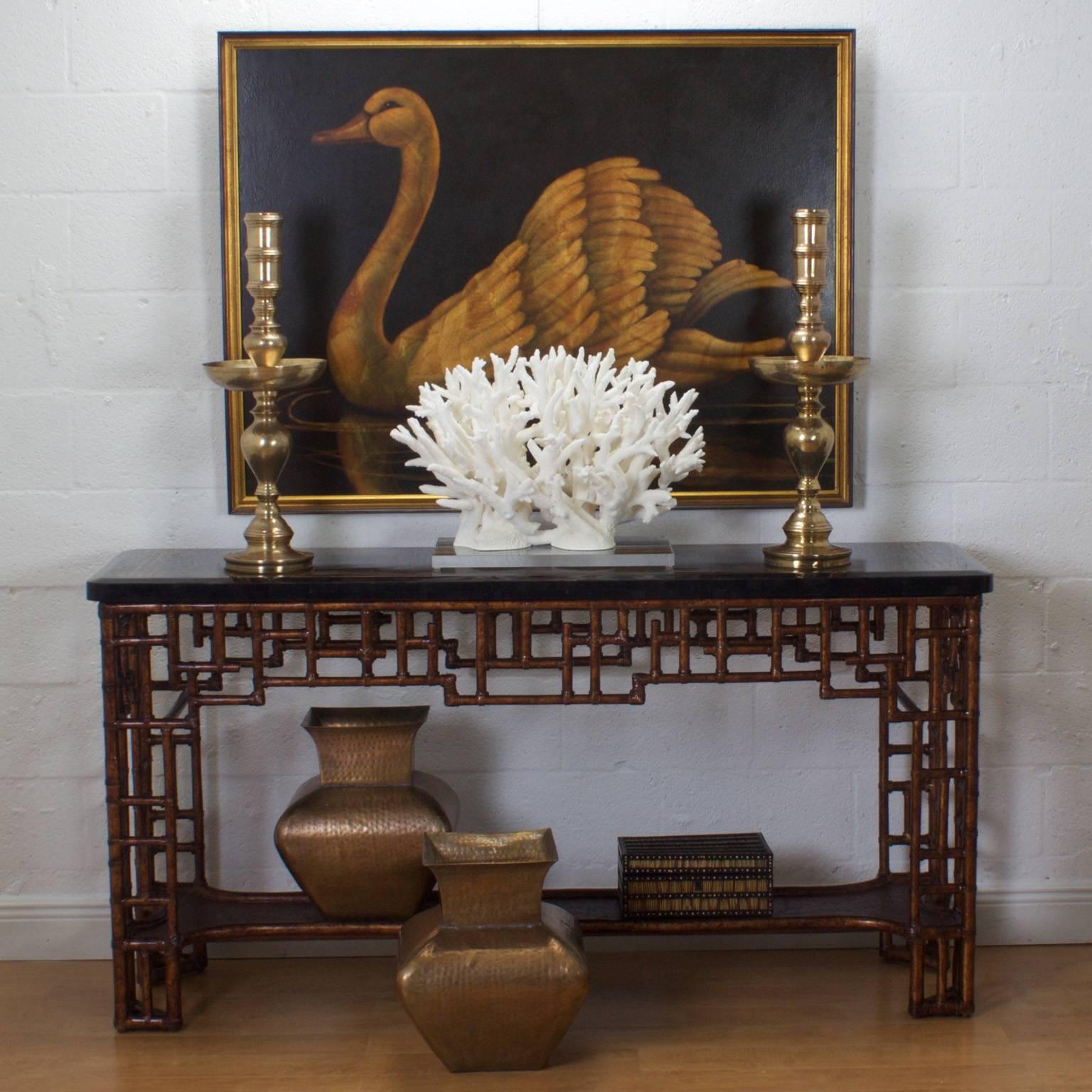 Mid Century Chinese Chippendale Style Console Table 2