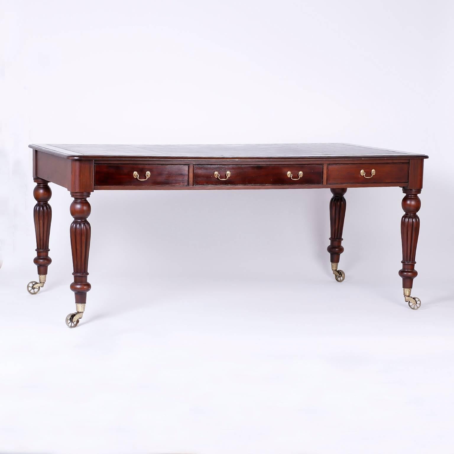 English William IV Style Antique Mahogany Partners Desk
